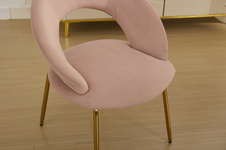 Sunvega Velvet Fabric Dining Chair with Curved Backrest and Golden Metal Legs for Kitchen