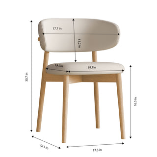 Sunvega Mid-Century Modern Ash Wood Dining Chairs Set of 2 for Kitchen and Living Room