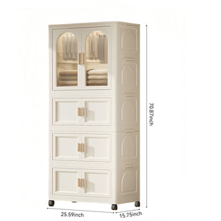 Sunvega 25.59 Inch Wide Folding Wardrobe with Magnetic Door and Wheels