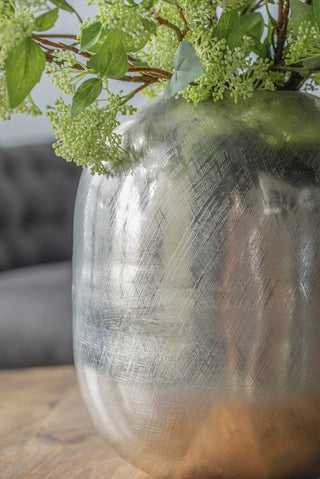 Sunvega Gold Aluminum Chisel Flower Vase with a Short Round Metallic Silhouette