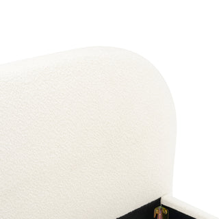 Sunvega Cream Upholstered Bed with Curved Headboard and Granular Fabric