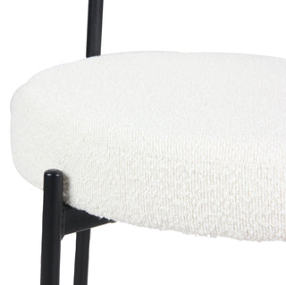 Sunvega Modern Round Boucle Dining Chairs with Textured Upholstery, Set of 2 White