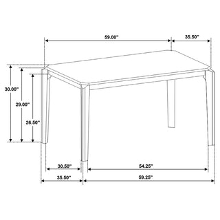 Sunvega Dark Brown Rectangular Dining Table with Artisan Details and Tapered Legs
