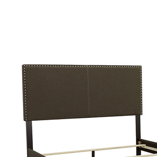 Sunvega Guyancourt Charcoal Upholstered Eastern King Panel Bed with Nailhead Trim