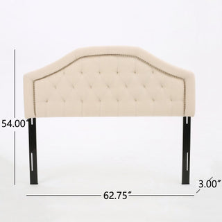 Sunvega Queen Size Upholstered Headboard with Tufted Diamond Stitch and Nailhead Trim