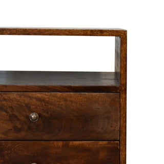 Sunvega Classic Chestnut Mango Wood Nightstand with Brass Knobs and Nordic Legs