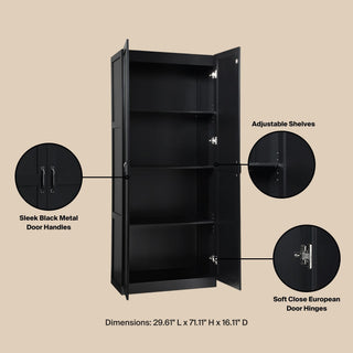 Sunvega Modern Free Standing Wardrobe Closet with 4 Adjustable Shelves for Bedroom