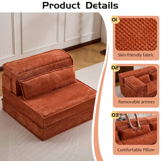 Sunvega Convertible Modular Sectional Mahjong Sofa Bed with Ottoman in Circle Fleece Fabric