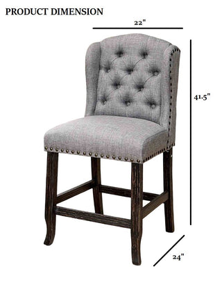 Sunvega Antique Black Finish Wingback Dining Chair with Distressed Details and Nailhead Trim