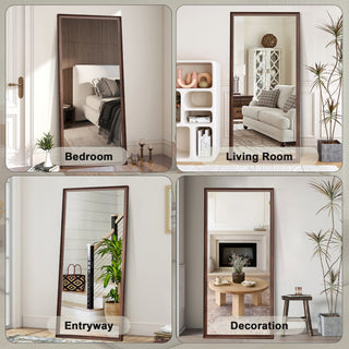Sunvega 70x32 Inch Full Body Mirror with Artificial Wood Frame and Explosion-Proof Glass