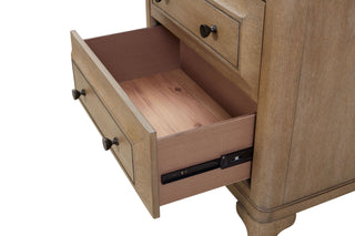 Sunvega Sand Finish Nightstand With 2 Storage Drawers And USB Charging Ports
