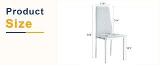 Sunvega Modern Minimalist Dining Chairs Set of 4 with PU Seat and Silver Metal Legs