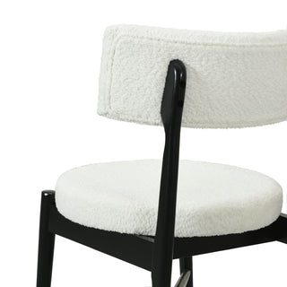 Sunvega Mid Century Modern Dining Chairs with Upholstered Boucle Seat and Rubber Wood Frame