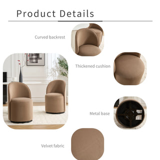 Sunvega Mid Century Modern Round Velvet Upholstered Swivel Dining Barrel Chair