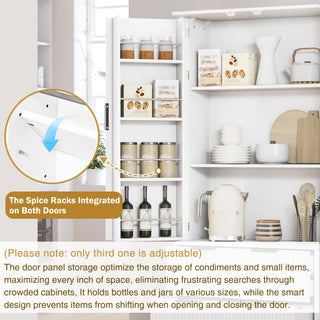 Sunvega Elegant French Refrigerator-Inspired Fluted Pantry Cabinet with 2 Drawers