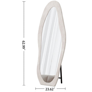 Sunvega Full Length Mirror with Flannel Wrapped Wooden Frame and Shatterproof Glass