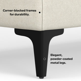 Sunvega Ava Mid Century Ottoman with Cream Performance Fabric and Sturdy Metal Legs