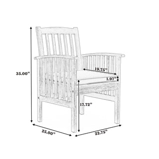 Sunvega Acacia Wood Dining Chairs with Water Resistant Cushions for Patio