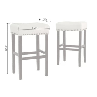 Sunvega Set of 2 Beige Backless Fabric Counter Height Barstools with Padded Seats