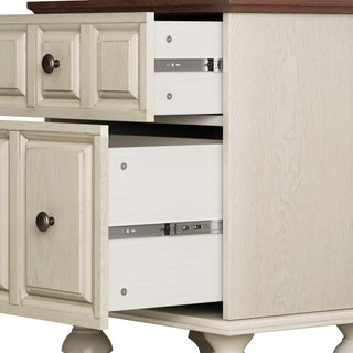 Sunvega Vintage Nightstand with Two Drawers and Roman Column Legs for Bedroom