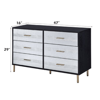 Sunvega Modern Nightstand with Patterned Drawer Fronts and Three Spacious Storage Drawers