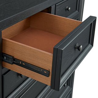 Sunvega Ebony 6-Drawer Chest with Classic Design and Sleek Metal Knobs
