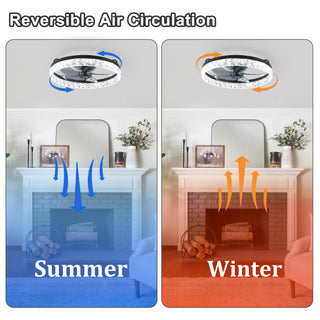 Sunvega 19" Black Iceberg Frame Bedroom Ceiling Fan with Remote Control and LED Light