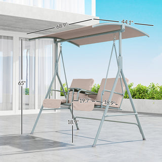 Sunvega Outdoor Porch Swing Chair with Canopy Table and Cup Holders for Two Adults