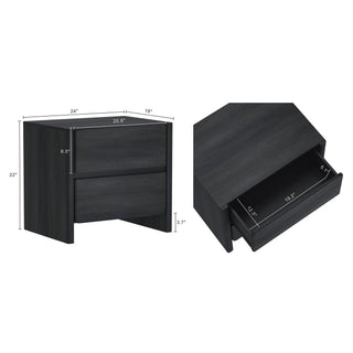 Sunvega Modern Oak Nightstand with Two Spacious Drawers for Bedroom