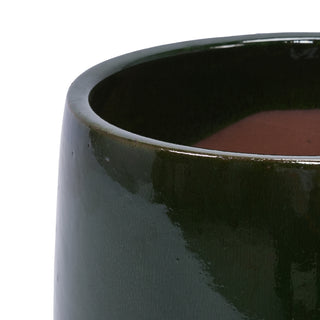 Sunvega Handmade Antique Green Gloss Glaze Ceramic Plant Pots with Drainage Hole