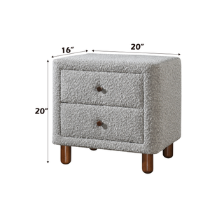 Sunvega Beige Fabric Nightstand with Two 10 by 13 by 5 Inch Storage Drawers