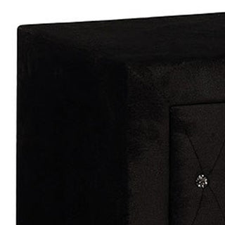 Sunvega Black Velvet Nightstand with Crystal Knobs and Two Drawers