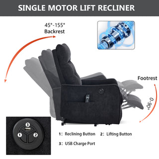 Sunvega Single Motor Power Lift Recliner Chair with Massage and Heat for Elderly