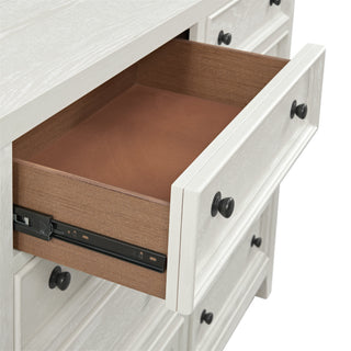 Sunvega Gypsum Whitewash Eight Drawer Dresser with Framed Fronts and Smooth Glides