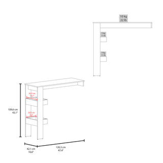 Sunvega White Bar Table with Three Shelves for Kitchen or Dining Room Storage