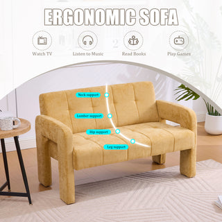Sunvega Nordic Modern Upholstered Sofa with Dual Armrests for Living Room and Bedroom