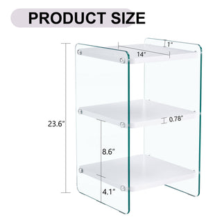 Sunvega Three Layer Bedside Cabinet with MDF Board and Transparent Tempered Glass