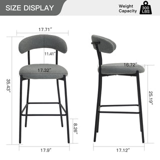 Sunvega 26 inch Counter Height Bar Stool with Soft Teddy Fabric and Black Powder Coating Base
