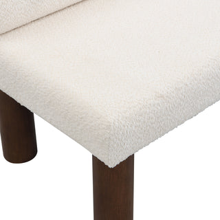 Sunvega Boucle Fabric Upholstered Dining Bench with Rubber Wood Legs 330 LBS Support