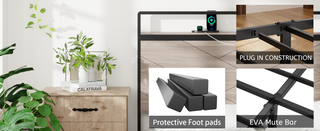 Sunvega Modern Wood and Metal Platform Bed Frame with LED Headboard USB Charging