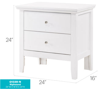 Sunvega Elegant White Transitional Nightstand with Two Drawers for Bedroom