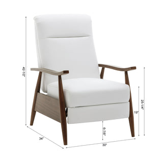 Sunvega Modern Chestnut Brown Wood Arm Push Back Recliner in Caramel