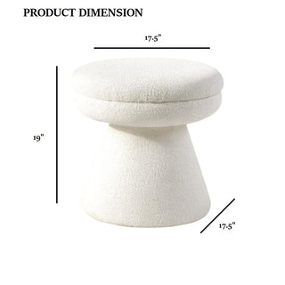 Sunvega Green Contemporary Accent Stool with Mushroom Shape Design and Teddy Fabric