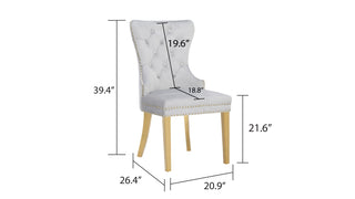 Sunvega Gold Velvet Upholstered Dining Chair with Lion Head Accent and Quilted Back