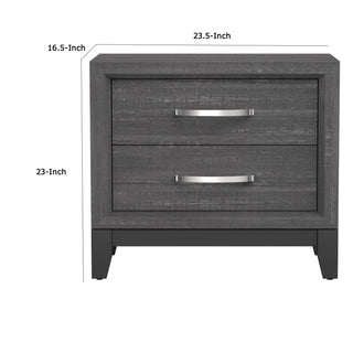 Sunvega Modern Gray Wood Nightstand with Two Drawers and Chrome Handles