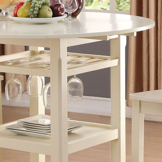 Sunvega Cream 2-Shelf Counter Height Table with Two Drop Leaves