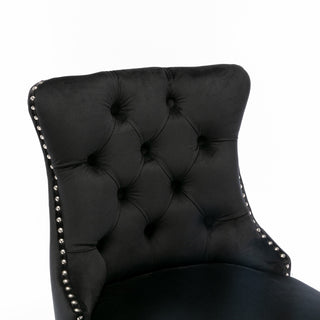 Sunvega Modern Velvet Upholstered Barstools with Button Tufted and Wooden Legs
