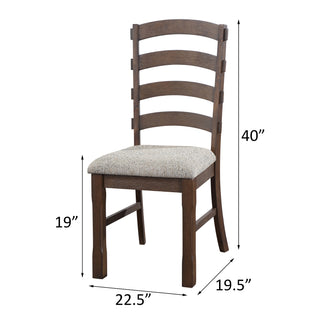 Sunvega Rustic Brown and Grey Solid Wood Ladder Back Side Chairs Set of 2