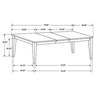 Sunvega Distressed Black Rectangular Extension Leaf Dining Table with Modern Design