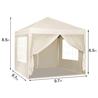 Sunvega 10'x10' Folding Canopy with 4 Removable Sidewalls and Gazebo for Outdoor Events